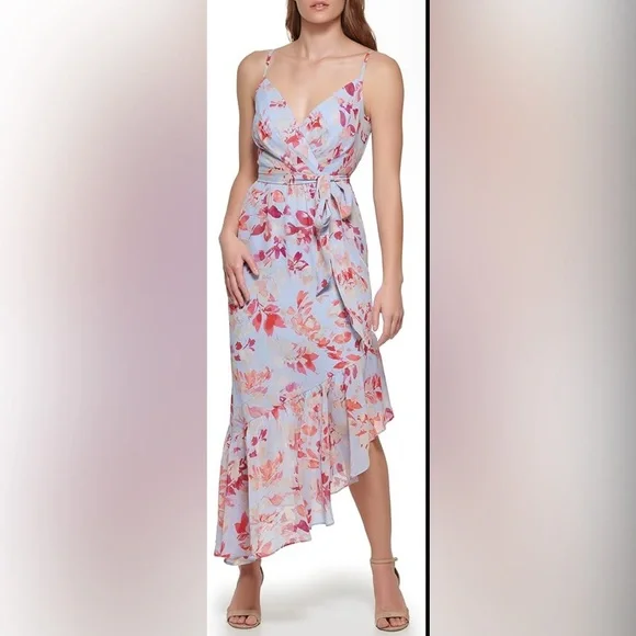 Eliza J | Dresses | Nwt Eliza J Womens Vneck Floral Ruffle Hem Maxi Dress  Size 6